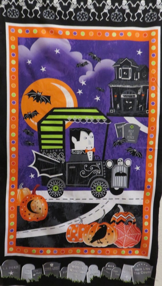 Halloween Fabric Panel 100% Cotton Count Dracula 23 1/2″ X 42″
