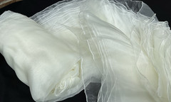 Off White Satin Mesh/Net and Lace For Doll Cloths Crafts Slow Stitch Vintage