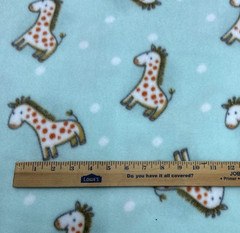 JoAnn Kids Fleece Fabric Pale Aqua Blue with Giraffes BTY #57