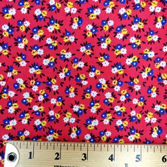 Vintage Tica Tex Costa Rica Fabric Red Yellow Blue Ditzy Floral Print 55x 10 Yd