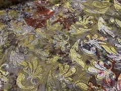 Green Gold Silver Red Multicolor Embroidery sequins Lace fabric 50” Width 1 Yard