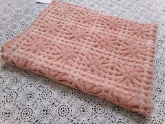Vtg Chenille Bedspread Fabric 14×19″ Blush Pink Starburst Quilt Material