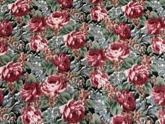 Vintage COTTON chintz fabric 2.3 yards, roses, P.S. Designs, pink, mauve, green