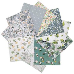 10 PCS 18×20 Inch Green Floral Cotton Fat Quarters Precut Quilting Fabric