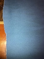 Med. blue cotton canvas/satin weave fabric, 90.5″ (2.1yd)L x 47″W, new bolt cut
