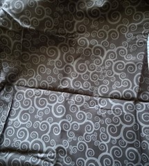 Gray & Black Swirls Scroll Pattern Fabric with Light Gray Swirl Design