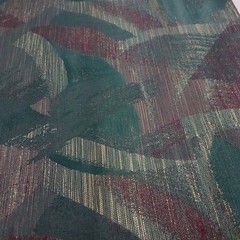 Cream Teal Burgundy 56″ x 38″ Handwoven Fabric Remnant 1 Yard Good Condition