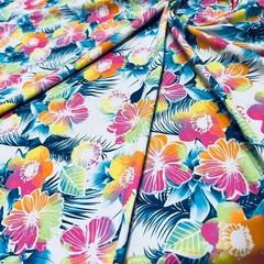 Spandex Fabric Colored Hawaiian printed 4-way Stretch by the Yard for Swimwear