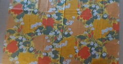 1970s Vtg. Fabric 1 3/8 Yards *Yellow/Orange Rose Allover Lg. BOHO Print *Cotton
