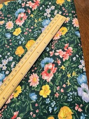 Faye Liverman Burgos Marcus Bros VTG Cotton Fabric Floral Garden on Green 1.5 YD