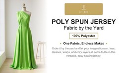 Poly Spun Jersey Fabric by the Yard 100% Polyester Knit 2-Way Stretch 140 GSM