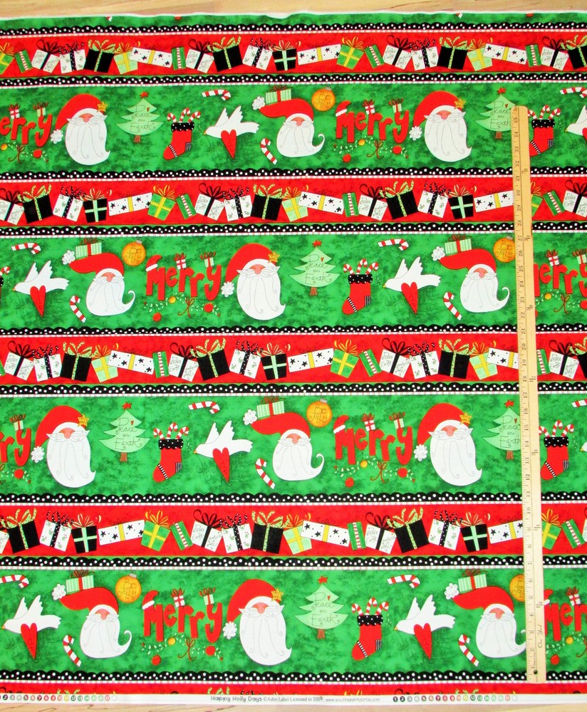 Happy Holly Days Repeating Stripe Christmas Fabric 26″ x 42″ #68049