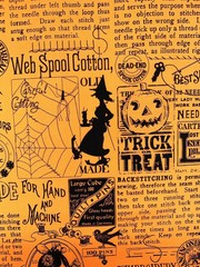 Halloween cotton fabric Old Made sewing theme Wecker Frisch quilting gothic
