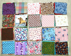 Lot of 150+ Granny’s Vtg 4″ X 4″ Charm Quilt Squares 1930s to 1990s Fabric