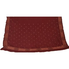 Sanskriti Vintage Pallu Fabric Crepe Silk Hand Embroidered Red Decor Craft