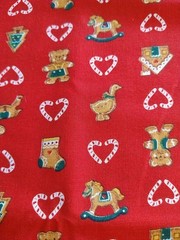 REMNANT Cranston Holiday Christmas Fabric Gingerbread Bears Candy Canes 17×22″