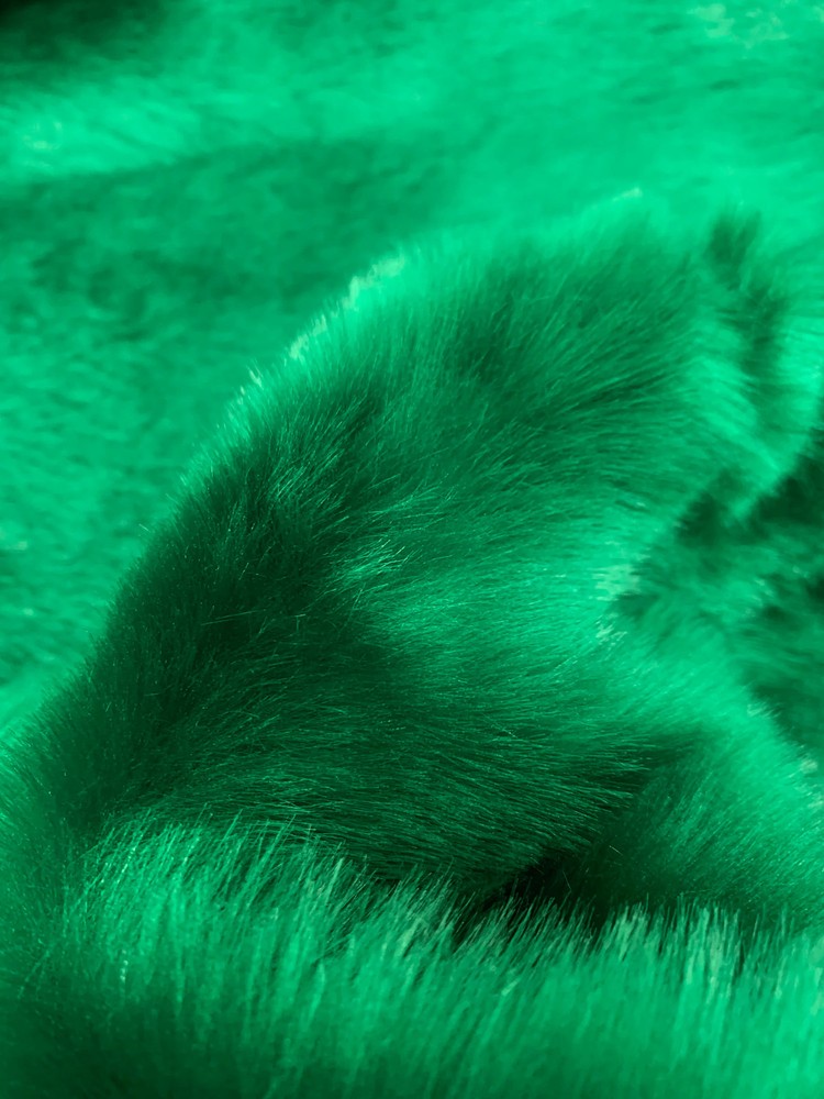 Zahra EMERALD GREEN 0.75 Inch Short Pile Soft Faux Fur Fabric for Fursuit, Cosp
