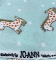 JoAnn Kids Fleece Fabric Pale Aqua Blue with Giraffes BTY #57