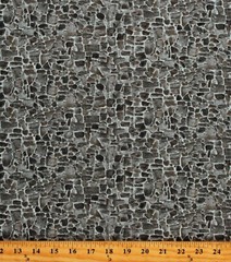 Cotton Stones Nature scapes Basics Flagstone Dark Gray Fabric Print BTY D142.39
