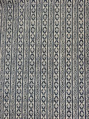 Namay Samay Handprinted Persian Floral Linen Fabric- Bujh 3 Yards in Denim