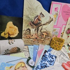 Junk Journal Lot 1Lb Ephemera Card Ribbons Book Page Fabric Button Craft Collage