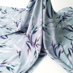 55” Wide Leaf Pattern Viscose Fabric Soft Rayon Poplin Material For Dress Gown