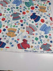 Fabric Mothers and Daughters Sewing Themed 11 1/2″ x 45″ 100% Cotton