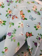 MMFab Blue Floral Butterfly Print Cotton Quilting Sewing Fabric 44″ X 5.1yds