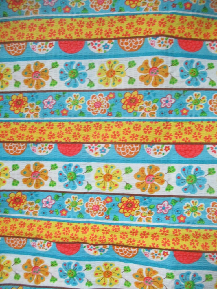 Floral CRINKL Fabric WHITE &BLUE Flowers Design on Cotton Fabric 1Y10 X 44