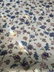 Floral Fabric Printed Polished Cotton Botanical Upholstery Drapery Purple White