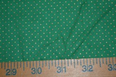 Cotton fabric, green with gold dots print, 43″ x 3 yards, preshrunk