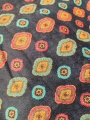 1992 High Fashion Fabrics Vintage Corduroy Black With Medallions 1.25 Yards 44