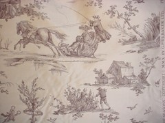 18-1/4Y GP & J Baker BP10149 Seasons Taupe Printed Silk Toile Upholstery Fabric