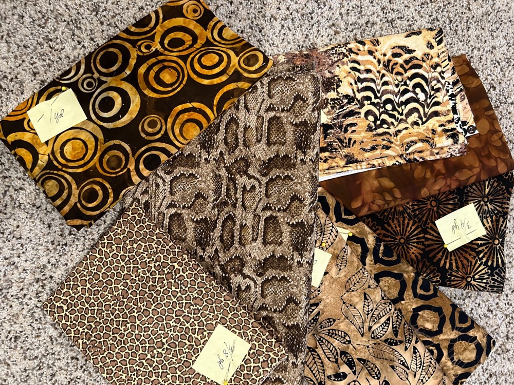 Fabric Bundle Quilters Cotton Quality Animal Prints, Browns Earthy Tones
