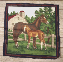 mare horse farm fun fabric 11 x 11 inch 1pc
