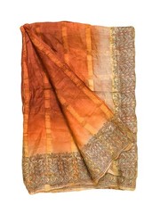 Pure Tussar Sari, Silk Fabric 5 Yard, Recycled Natural Vintage Fabric TSS3294