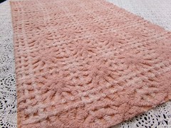 Vtg Chenille Bedspread Fabric 14×19″ Blush Pink Starburst Quilt Material