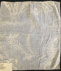 GP & J BAKER Ferns Sheer in White 16 1/4 x 17 3/4″ Linen Fabric Sample