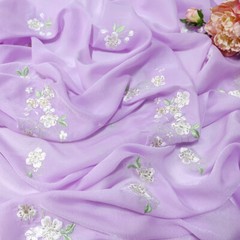 Flower Pear Blossoms Embroidery Chiffon Fabric Chinese Hanfu Sewing Costumes