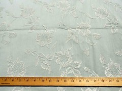Light Teal Warm White Home Decor Crafts Jacquard Roses Satin Stitch Cotton BTY
