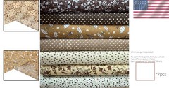7-Piece Brown Floral Cotton Fabric – Perfect for Quilting & DIY Projects