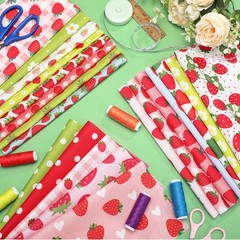 HunnmingRe 20 Pcs 10”x10” Strawberry Quilting Fabric Square Strawberries Precu