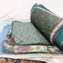 5 Pounds Lot of Fabric Small Scraps Samples Mixed pieces sizes colors textures