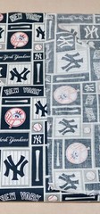 New York Yankees ~ Logo Pattern MLB Cotton Fabric 1/4 Yard 9” X 56”