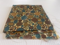 1.33Y Klopman Mills Fabric Turquoise Brown Orange Flower Shiny Slick Poly/Rayon?