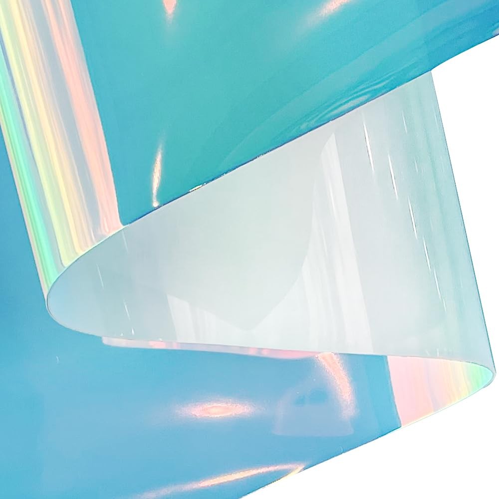 | 30 Gauge Holographic Clear Vinyl Roll, 12″ x 54″ Waterproof Iridescent Tran…