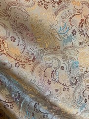 Gold Mums Floral Flourish – Faux Silk Brocade Jacquard Fabric