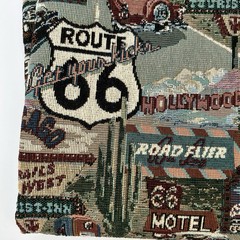 Vintage Classic Route 66 Tapestry Fabric Woven Pattern Upholstery Diners Motels