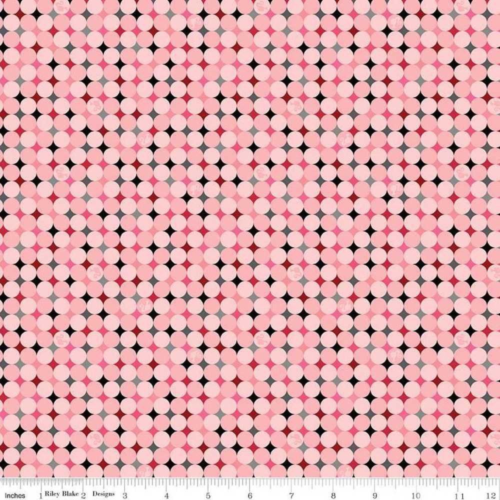 Barbie Vintage Sparkle Dots Pink Cotton Fabric