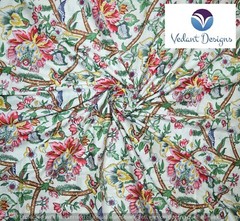 Indian Cotton Fabric 10 Yard Block Floral Print Loose Multicolor Running Craft
